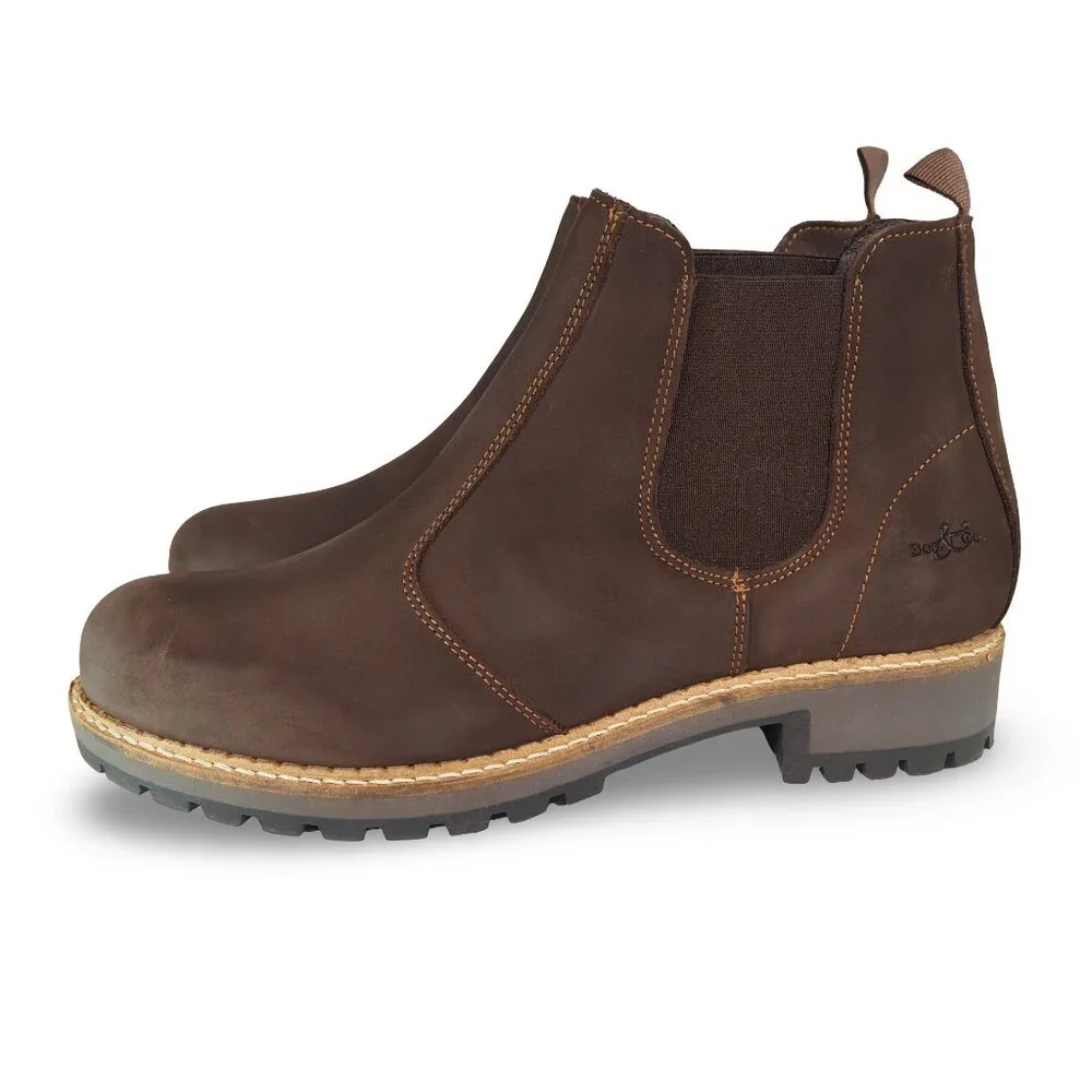 Bos. & Co. Camden Sherpa Lined‎ Leather Chelsea Boots Men's 9/42 Dark Brown